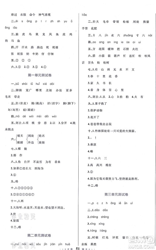 知识出版社2021小学同步测控全优设计超人天天练二年级语文上册RJ人教版答案
