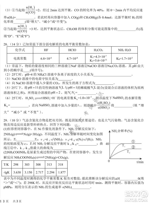 哈尔滨市第六中学2020级上学期期中考试高二化学试题及答案