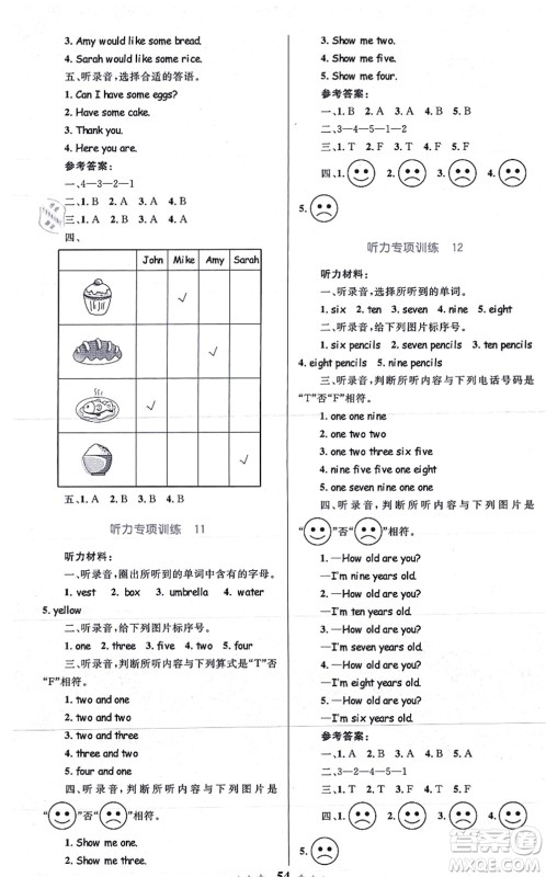 知识出版社2021小学同步测控全优设计超人天天练三年级英语上册RJ人教版答案