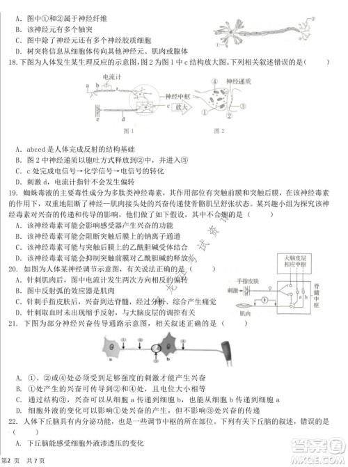 哈尔滨市第六中学2020级上学期期中考试高二生物试题及答案