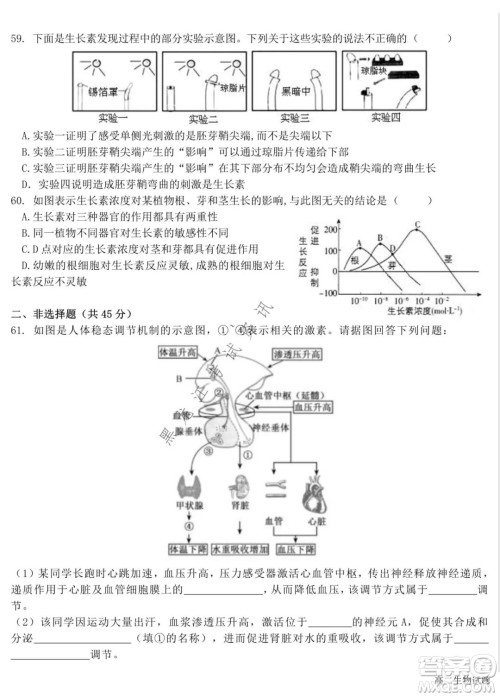 哈尔滨市第六中学2020级上学期期中考试高二生物试题及答案 哈尔滨市第六中学2020级上学期期中考试高二生物试题及答案