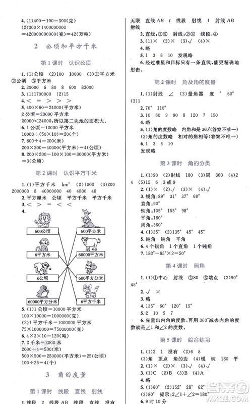 知识出版社2021小学同步测控全优设计超人天天练四年级数学上册RJ人教版答案 知识出版社2021小学同步测控全优设计超人天天练四年级数学上册RJ人教版答案