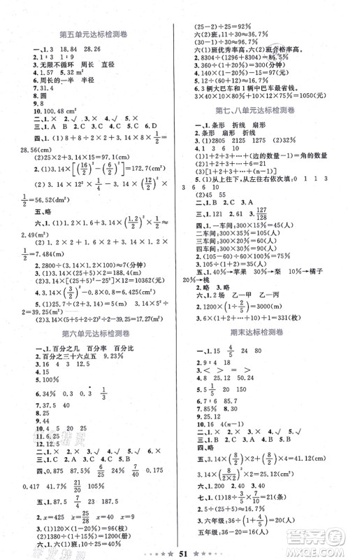 知识出版社2021小学同步测控全优设计超人天天练六年级数学上册RJ人教版答案