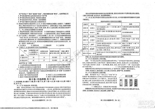 山东烟台2021-2022学年度第一学期期中学业水平诊断高三历史试题及答案