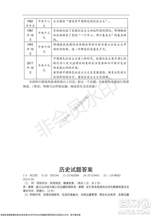 2022届辽宁六校高三上学期期中联考历史试题及答案