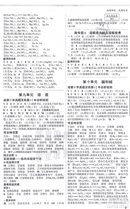 新疆青少年出版社2021万唯中考试题研究九年级化学成都专版答案 新疆青少年出版社2021万唯中考试题研究九年级化学成都专版答案