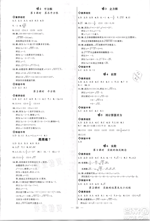 内蒙古少年儿童出版社2021细解巧练七年级数学上册鲁教版参考答案