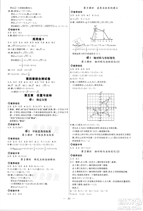 内蒙古少年儿童出版社2021细解巧练七年级数学上册鲁教版参考答案