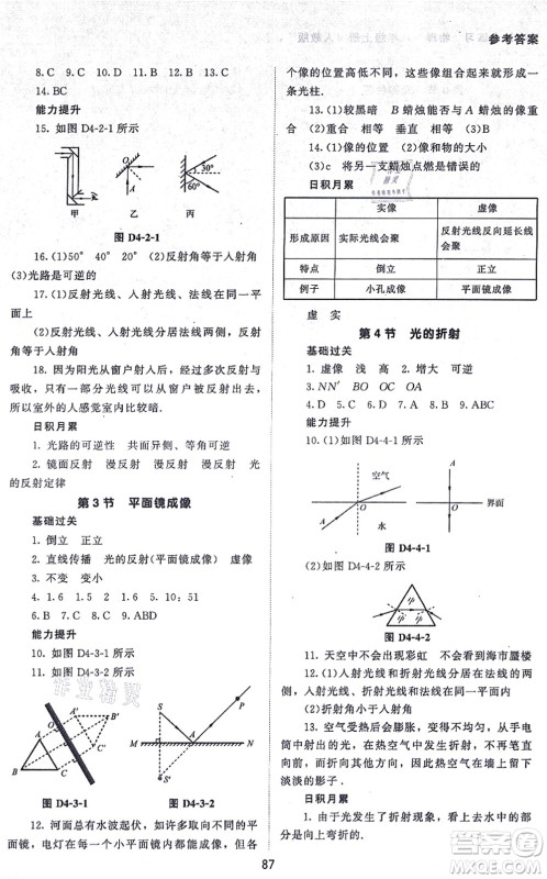 北京师范大学出版社2021物理配套综合练习八年级上册人教版答案 北京师范大学出版社2021物理配套综合练习八年级上册人教版答案