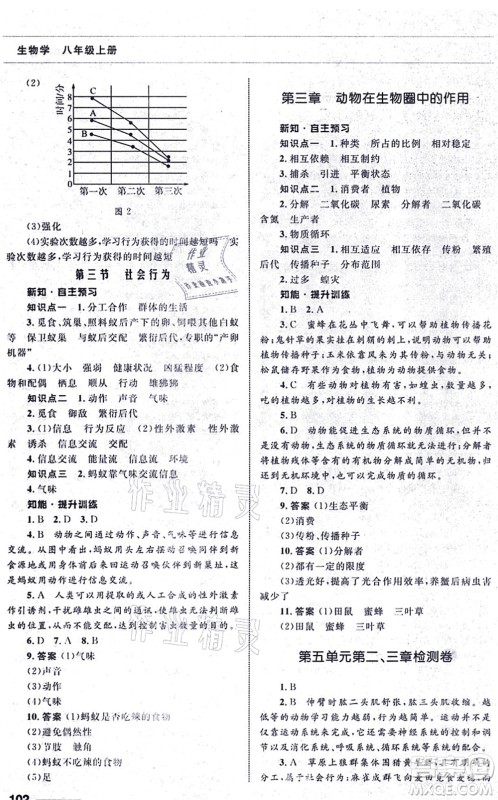 甘肃教育出版社2021生物配套综合练习八年级上册人教版答案 甘肃教育出版社2021生物配套综合练习八年级上册人教版答案