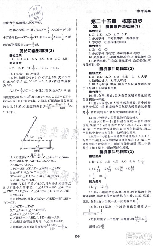 北京师范大学出版社2021数学配套综合练习九年级上册人教版答案