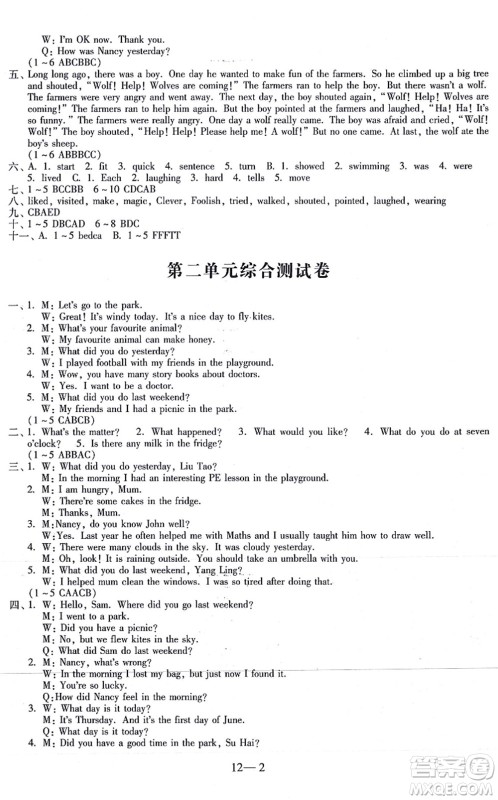 江苏凤凰科学技术出版社2021同步练习配套试卷六年级英语上册人教版答案 江苏凤凰科学技术出版社2021同步练习配套试卷六年级英语上册人教版答案