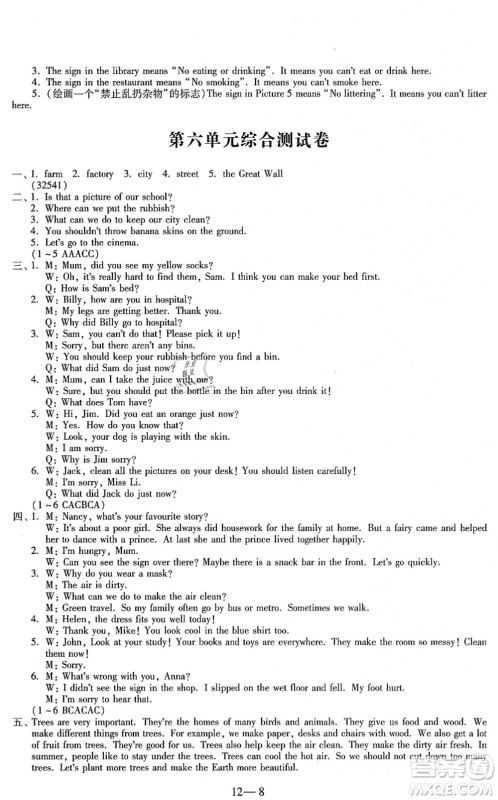 江苏凤凰科学技术出版社2021同步练习配套试卷六年级英语上册人教版答案 江苏凤凰科学技术出版社2021同步练习配套试卷六年级英语上册人教版答案