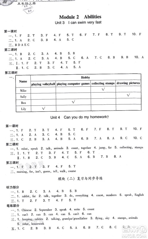 新世纪出版社2021双基同步导学导练五年级英语上册教科版广州专版答案 新世纪出版社2021双基同步导学导练五年级英语上册教科版广州专版答案