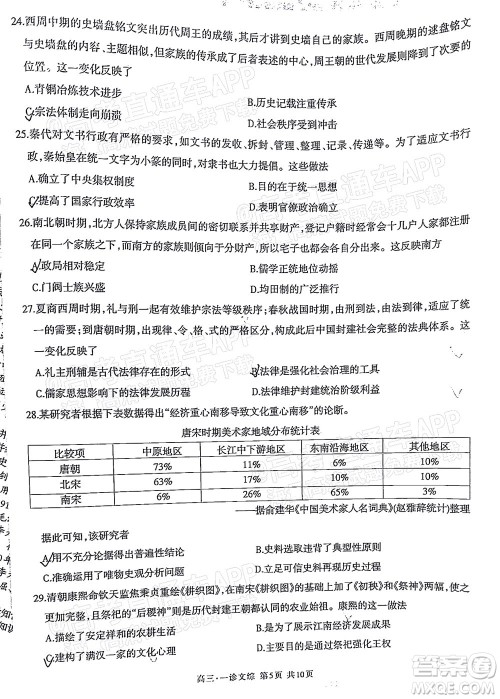 泸州市高2019级第一次教学质量诊断性考试文科综合试题及答案