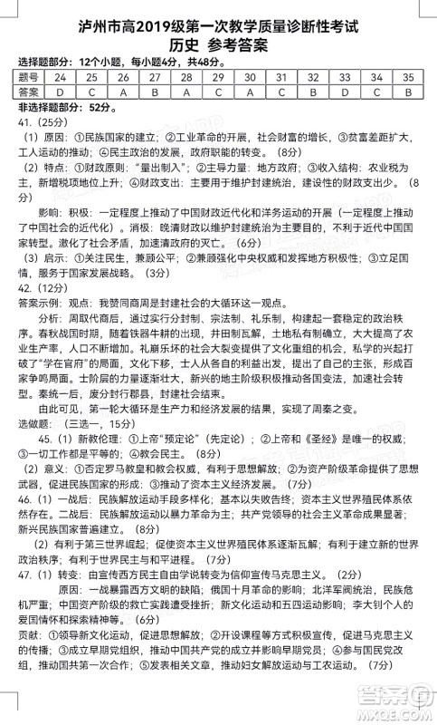 泸州市高2019级第一次教学质量诊断性考试文科综合试题及答案 泸州市高2019级第一次教学质量诊断性考试文科综合试题及答案