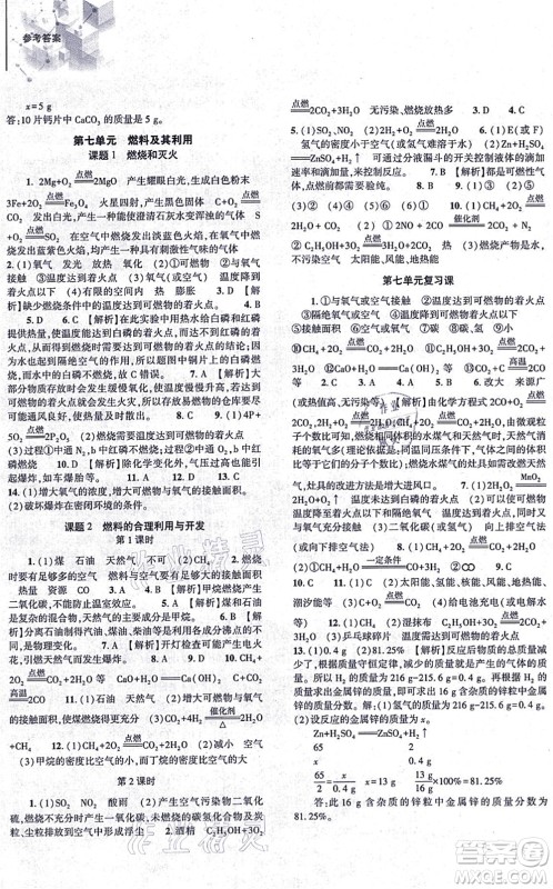 大象出版社2021初中同步练习册九年级化学上册人教版答案 大象出版社2021初中同步练习册九年级化学上册人教版答案