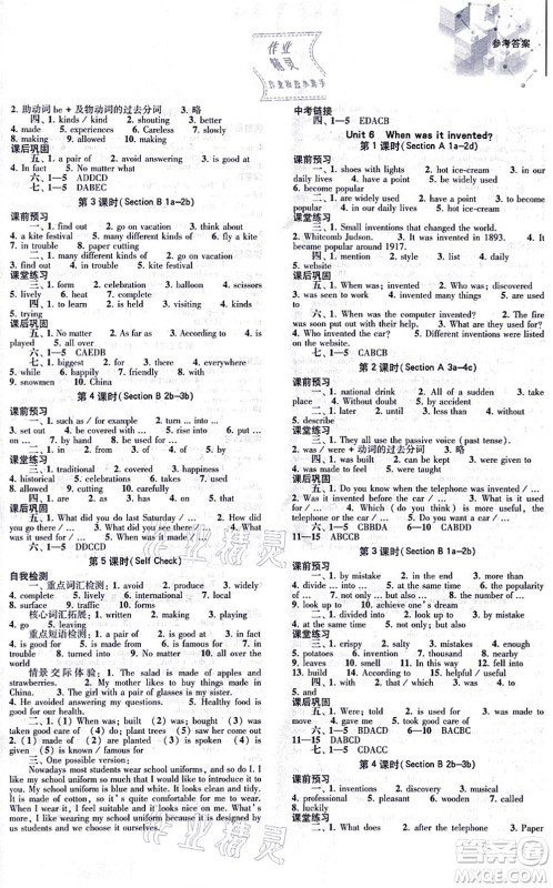 大象出版社2021初中同步练习册九年级英语全一册人教版答案