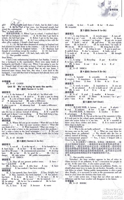 大象出版社2021初中同步练习册九年级英语全一册人教版答案