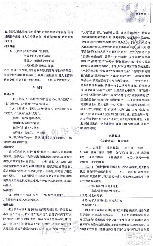 大象出版社2021初中同步练习册九年级语文上册人教版答案