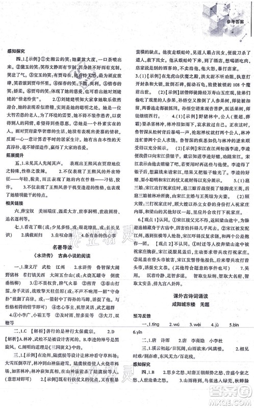 大象出版社2021初中同步练习册九年级语文上册人教版答案