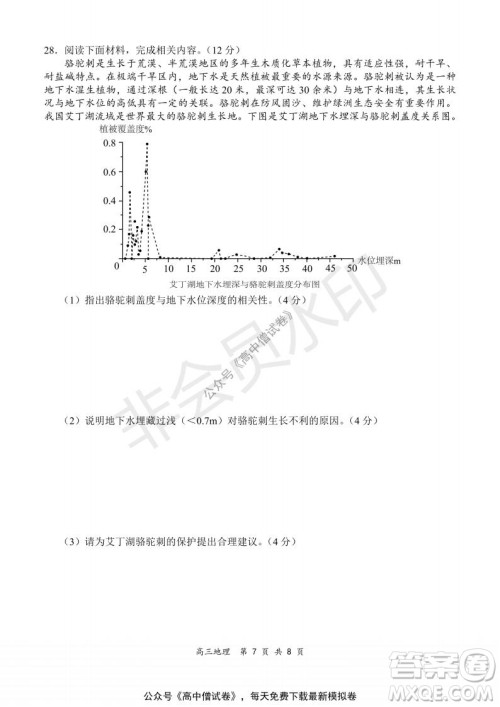 2021-2022学年上学期全国百强名校领军考试高三地理试题及答案