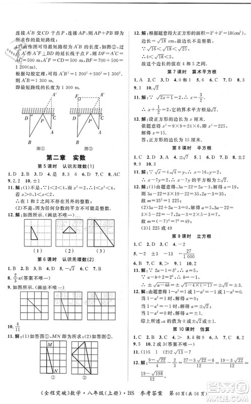 延边大学出版社2021思而优教育全程突破八年级数学上册BS北师版答案