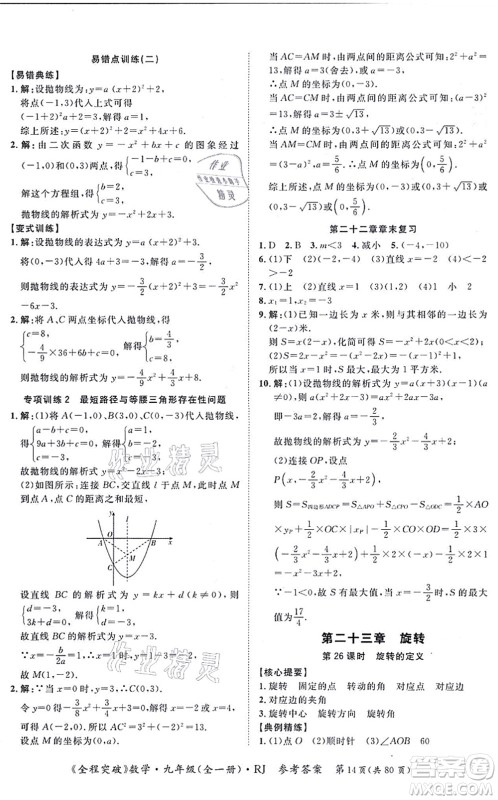 延边大学出版社2021思而优教育全程突破九年级数学全一册R人教版答案