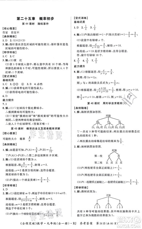 延边大学出版社2021思而优教育全程突破九年级数学全一册R人教版答案