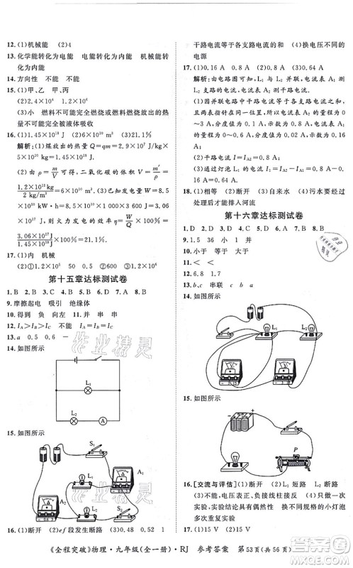 延边大学出版社2021思而优教育全程突破九年级物理全一册R人教版答案 延边大学出版社2021思而优教育全程突破九年级物理全一册R人教版答案