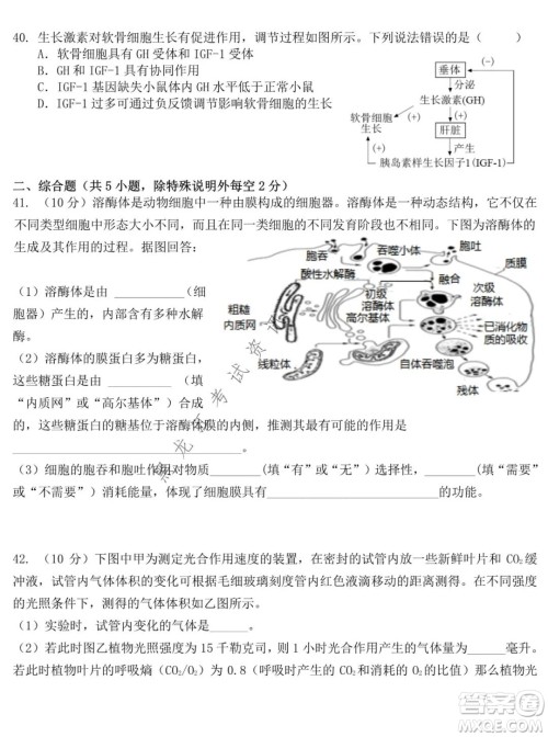 东北师大附中2021-2022高三上学期第二次摸底考试生物试题及答案 东北师大附中2021-2022高三上学期第二次摸底考试生物试题及答案