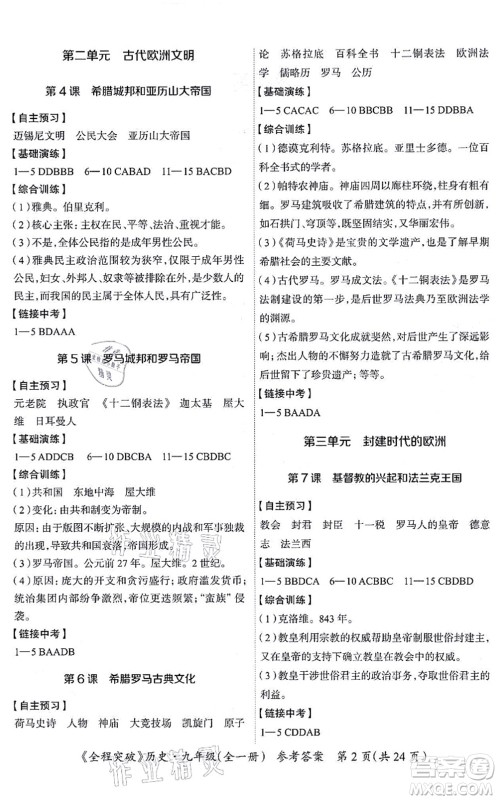 延边大学出版社2021思而优教育全程突破九年级历史全一册TB统编版答案 延边大学出版社2021思而优教育全程突破九年级历史全一册TB统编版答案