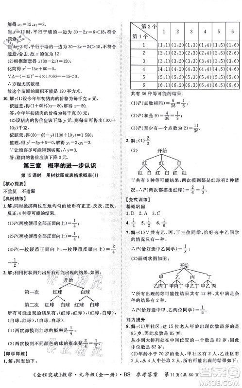 延边大学出版社2021思而优教育全程突破九年级数学全一册BS北师版答案 延边大学出版社2021思而优教育全程突破九年级数学全一册BS北师版答案