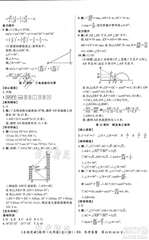 延边大学出版社2021思而优教育全程突破九年级数学全一册BS北师版答案 延边大学出版社2021思而优教育全程突破九年级数学全一册BS北师版答案
