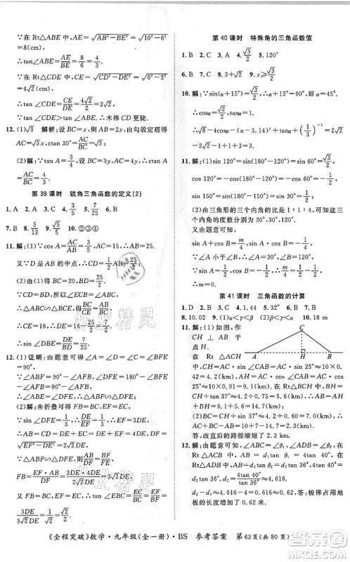 延边大学出版社2021思而优教育全程突破九年级数学全一册BS北师版答案 延边大学出版社2021思而优教育全程突破九年级数学全一册BS北师版答案