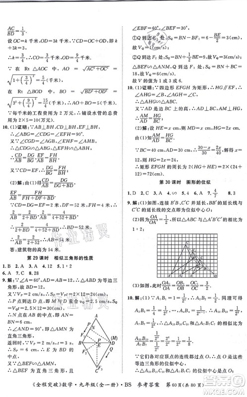 延边大学出版社2021思而优教育全程突破九年级数学全一册BS北师版答案 延边大学出版社2021思而优教育全程突破九年级数学全一册BS北师版答案