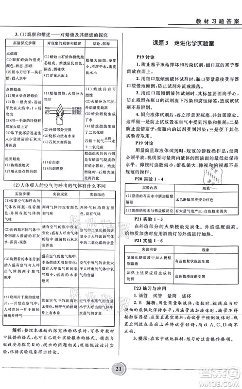 河北少年儿童出版社2021夺冠百分百初中精讲精练九年级化学上册人教版答案 河北少年儿童出版社2021夺冠百分百初中精讲精练九年级化学上册人教版答案