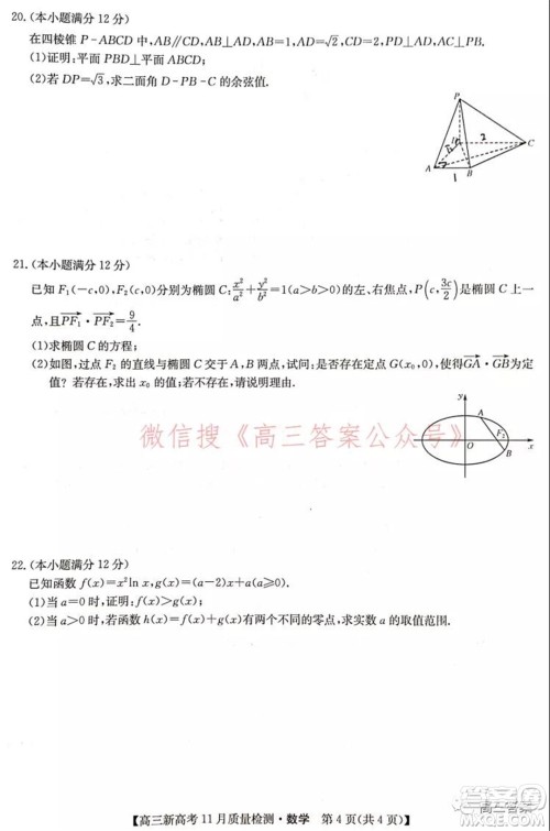 2022届九师联盟高三新高考11月质量检测数学试题及答案