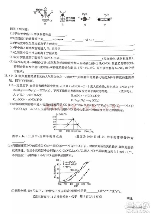 2022届九师联盟高三新高考11月质量检测化学试题及答案