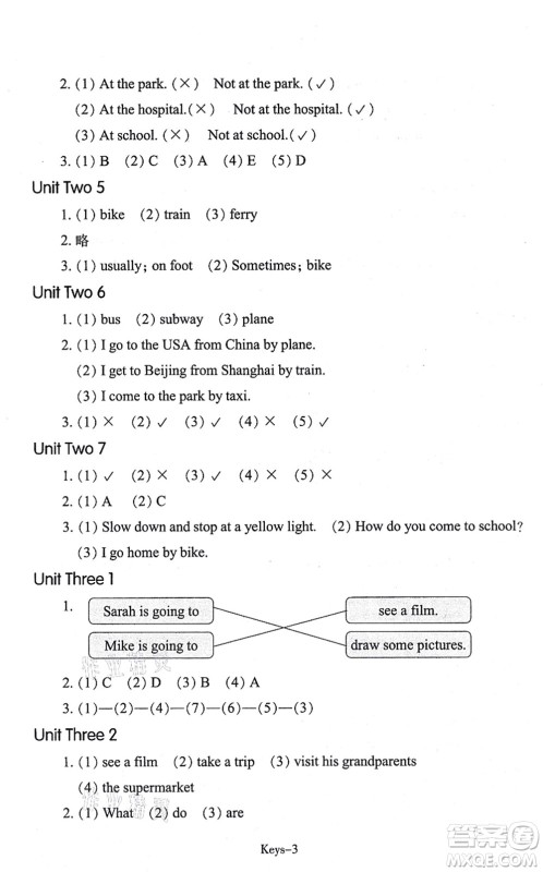 浙江少年儿童出版社2021每课一练六年级英语上册R人教版答案 浙江少年儿童出版社2021每课一练六年级英语上册R人教版答案