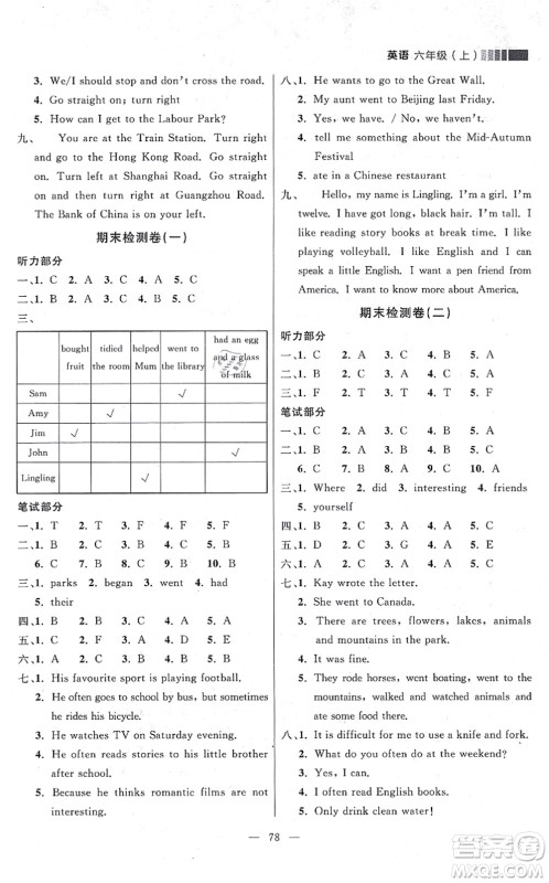延边大学出版社2021点石成金金牌每课通六年级英语上册外研版大连专版答案