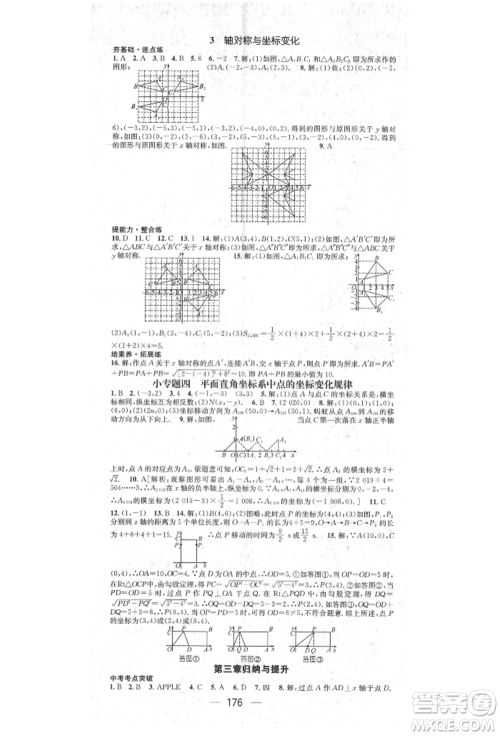 阳光出版社2021精英新课堂八年级数学上册北师大版参考答案