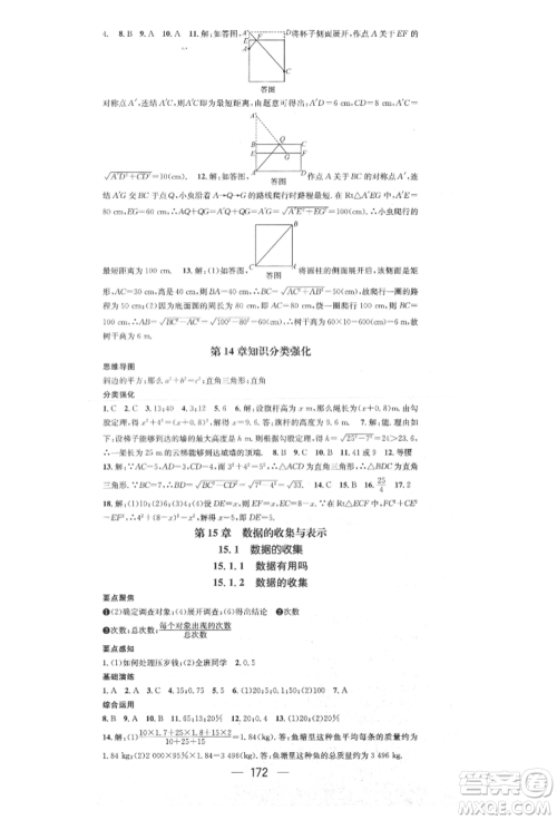 阳光出版社2021精英新课堂八年级数学上册华师大版参考答案