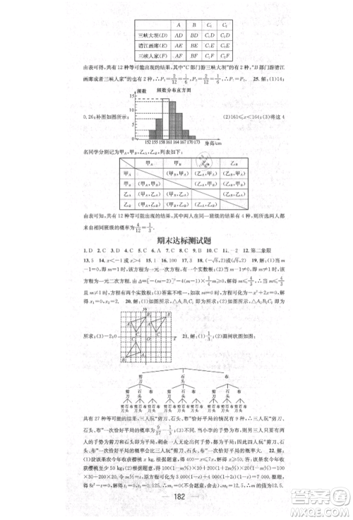 阳光出版社2021精英新课堂九年级数学上册人教版参考答案