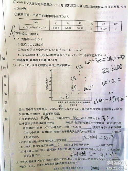 2022届湖南金太阳高三11月联考化学试题及答案