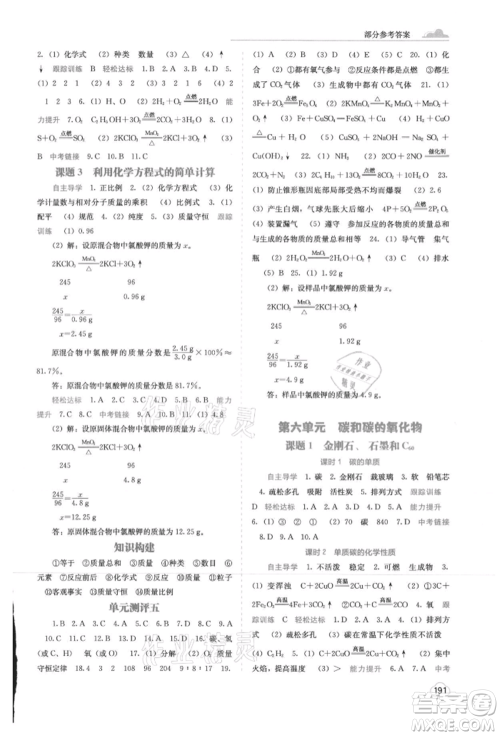 广西教育出版社2021自主学习能力测评九年级化学人教版参考答案