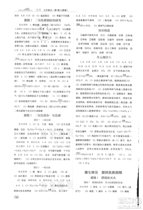 广西教育出版社2021自主学习能力测评九年级化学人教版参考答案