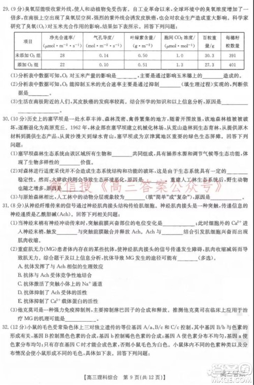 2022届新乡市高三第一次模拟考试理科综合试题及答案 2022届新乡市高三第一次模拟考试理科综合试题及答案