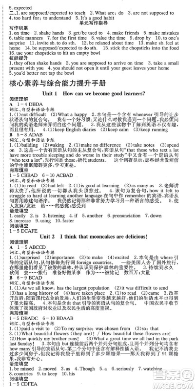 北京时代华文书局2021全效学习学业评价方案九年级英语全一册RJ人教版答案