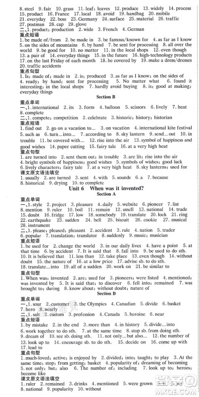 北京时代华文书局2021全效学习学业评价方案九年级英语全一册RJ人教版答案